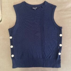 Elegant Dark Blue Sleeveless Blouse